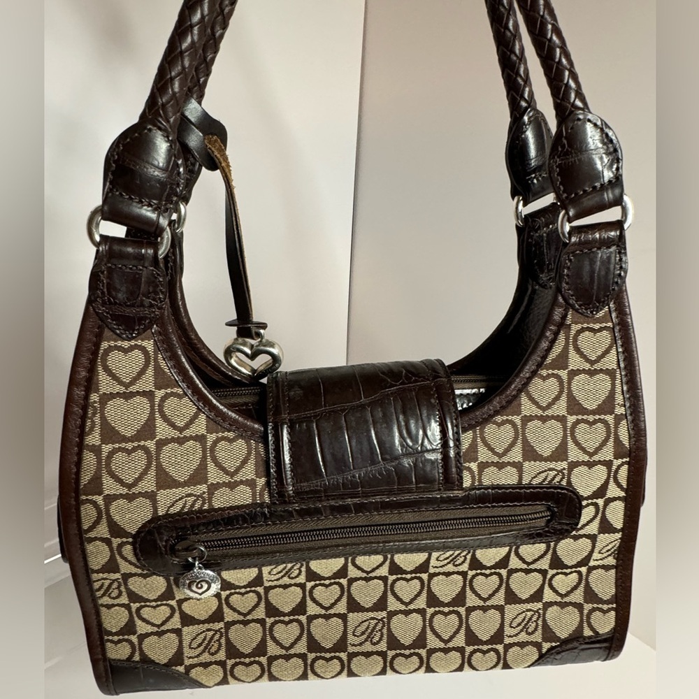๐#163 Brighton Heart Signature Jacquard & Croc Embossed Leather Shoulder Bag - Picture 4 of 16